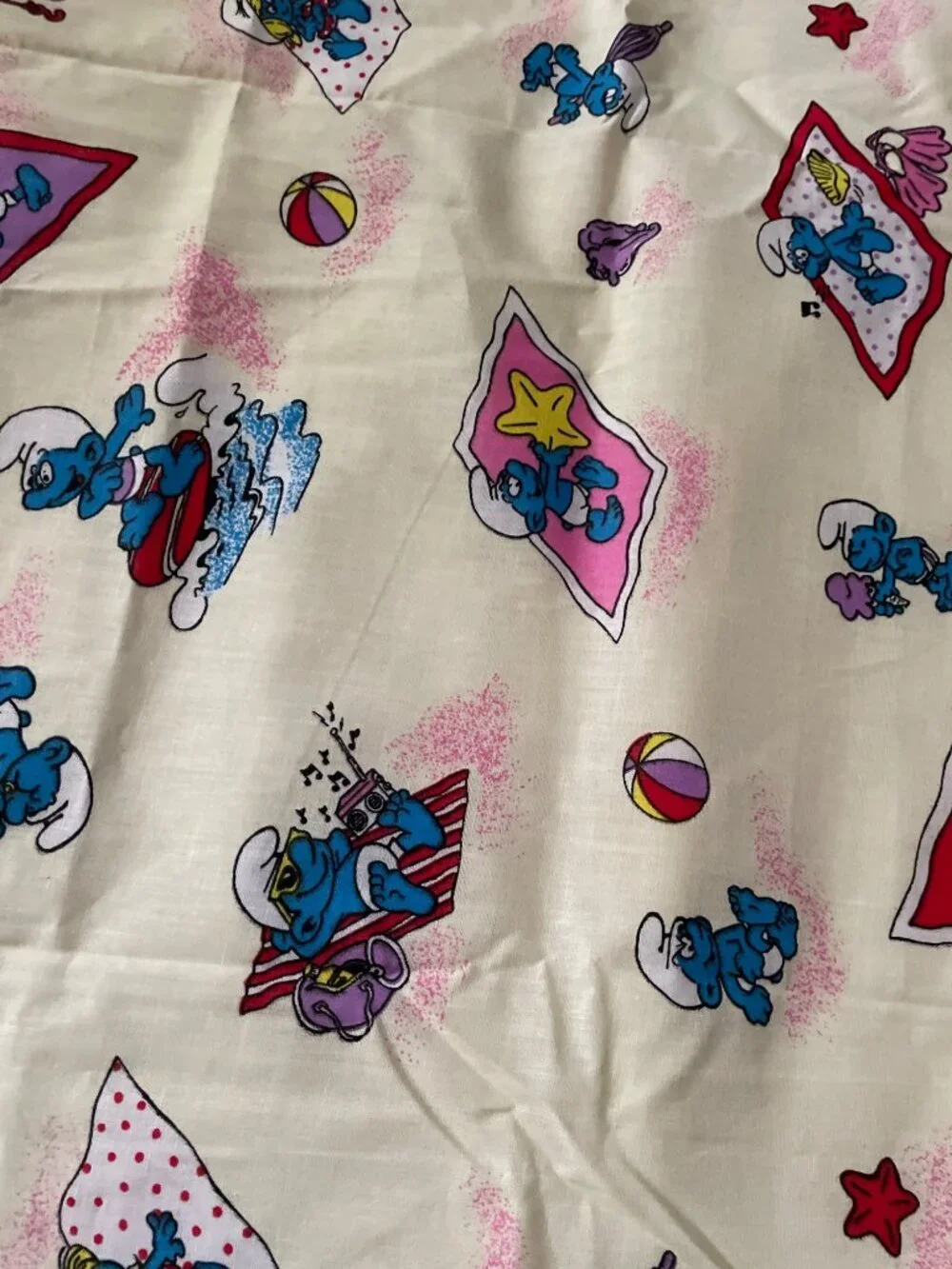 Vintage 1981 Smurfs Curtain Set By Wallace Berrie 45